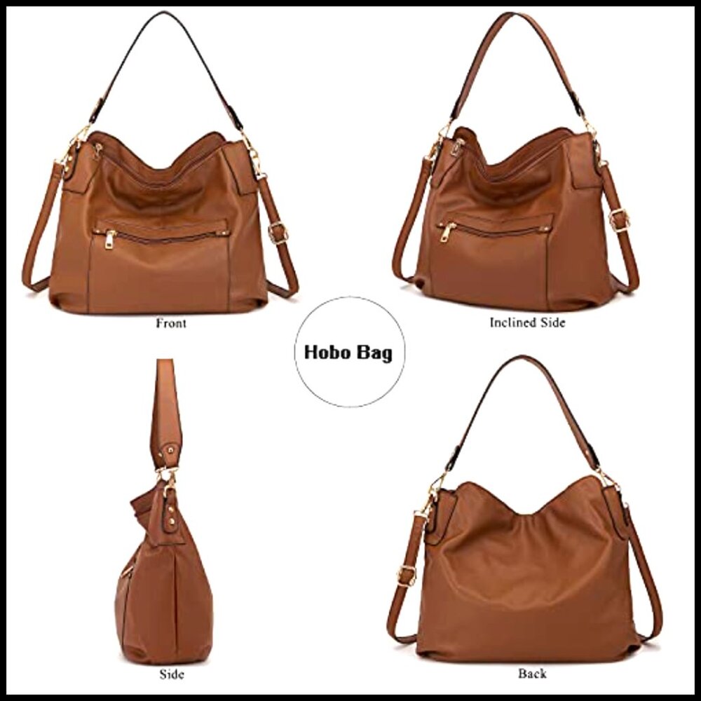 Large Hobo Tote with Crossbody Bag and Wallet Set, Synthetic Leather - Picture 4 of 7